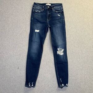Brunch High Rise Cuffed Skinny jeans womens 29 distressed dark wash